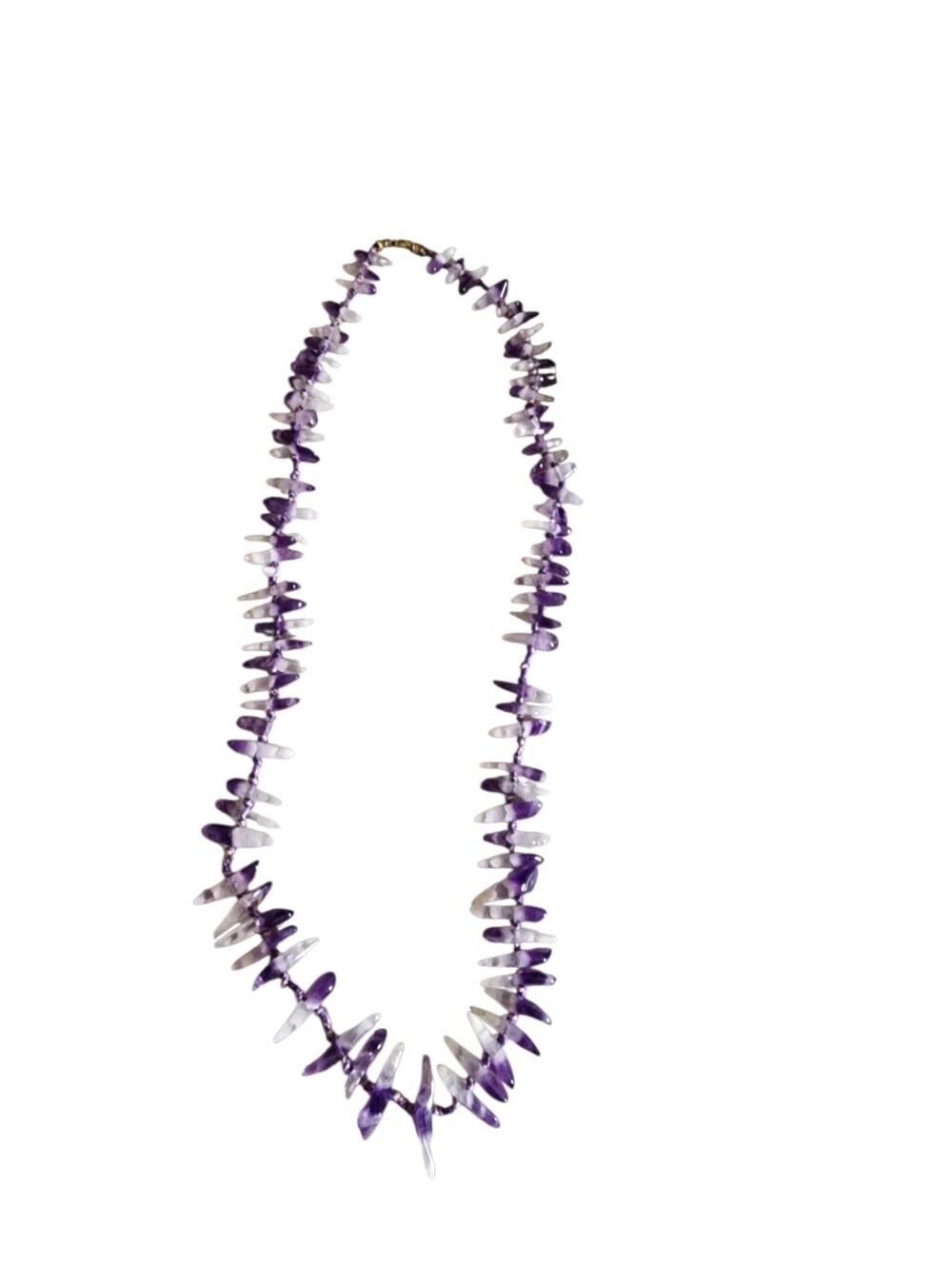 Estate Vintage Natural Stick Amethyst Stone Necklace 22" Hand Strung EUC!